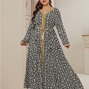 Abaya Womens Plus Size Fashion Elegant Stitching Ramadan Maxi Dress